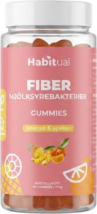Habitual Fiber + Pre & Probiotika Ananas & Apelsin Gummies 60 st