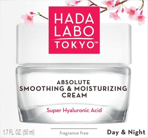 Hada Labo Tokyo kasvov құрылkku, jossa on kirsikankukkia taustalla.