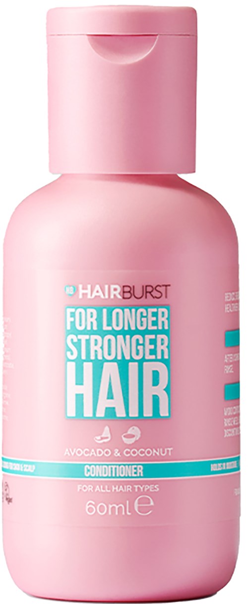 Roze fles met 'Hair Burst' conditioner voor langer, sterker haar met avocado en kokos, 60ml.