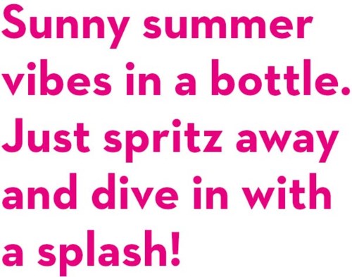 Roter Text mit fröhlichen Sommerwörtern über Spaß und Sommerstimmung.