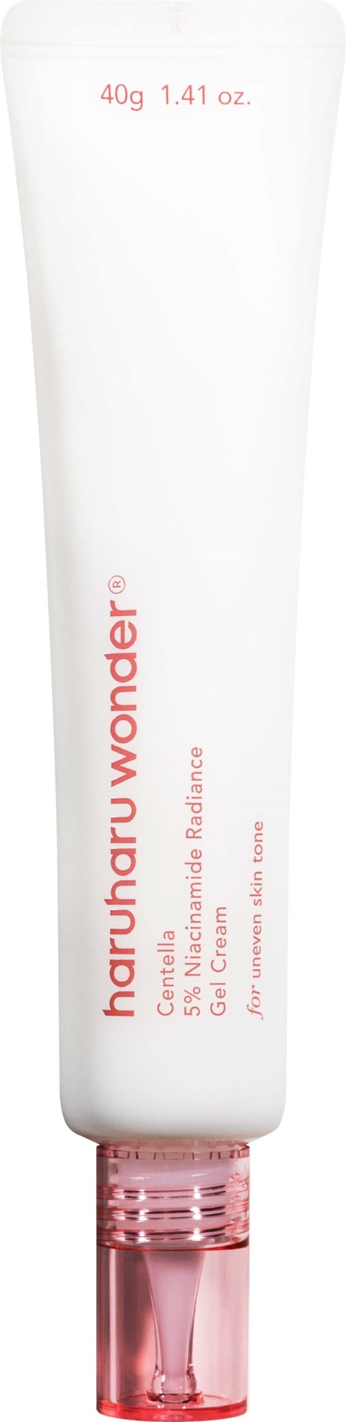 A white tube with pink text and cap, labeled with product details for a cosmetic or skincare product.