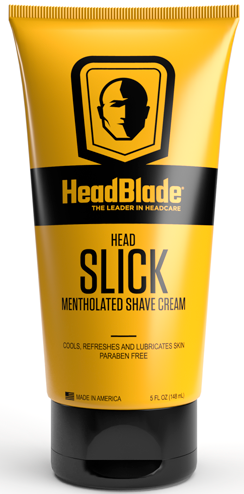Kelta-musta puteli HeadBlade Slick mentholated-harjasuihke, jossa on päälogo.