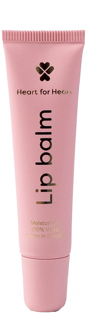 Pinke Tube mit der Aufschrift 'Lip Balm' und Herzlogo.