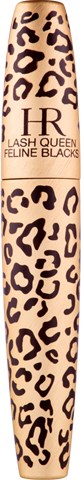 Een mascara-houder met luipaardpatroon en de merknaam 'Lash Queen' voor feline blacks.