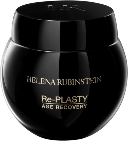 Zwarte pot met goud- en witte tekst "Helena Rubinstein Re-Plasty Age Recovery."