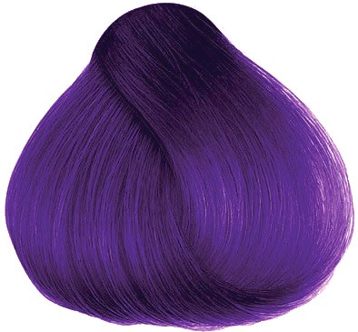 A swirl of shiny purple hair, smooth and vibrant, shaped like a teardrop.