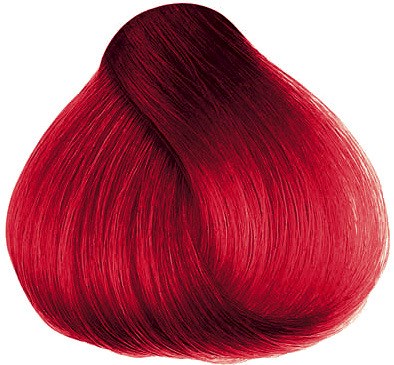 Shiny, smooth red hair styled in a teardrop shape with a part on top.