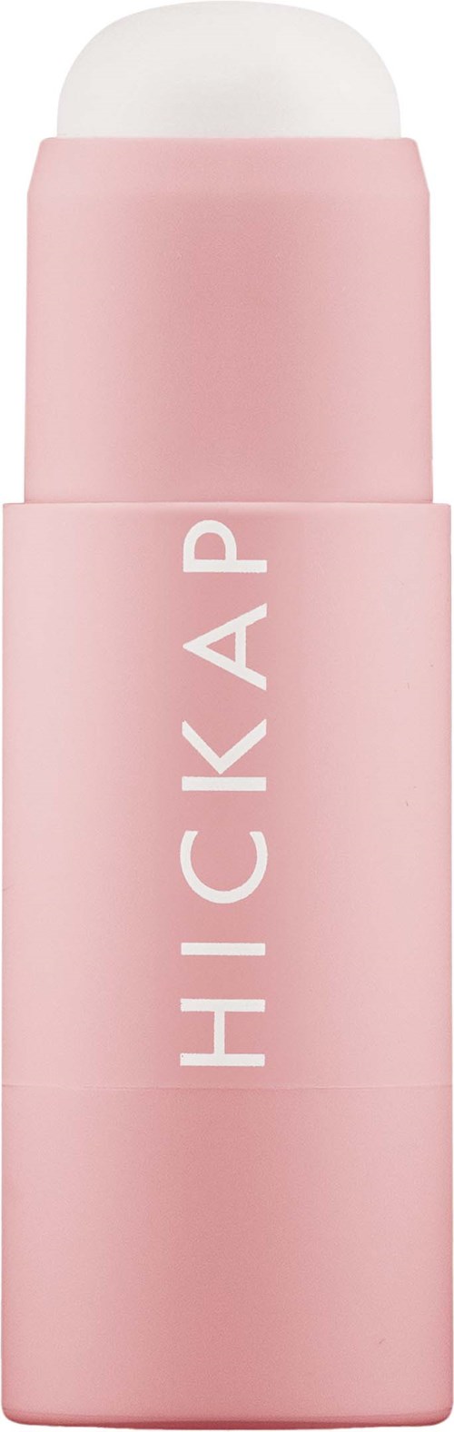 A pink lipstick with a white balm on top and the words 'HICKAP' written vertically on it.