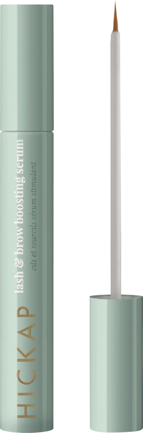 A tube with a brush applicator for skincare, labeled 'HICKAP' and 'blose shine controlling serum'.