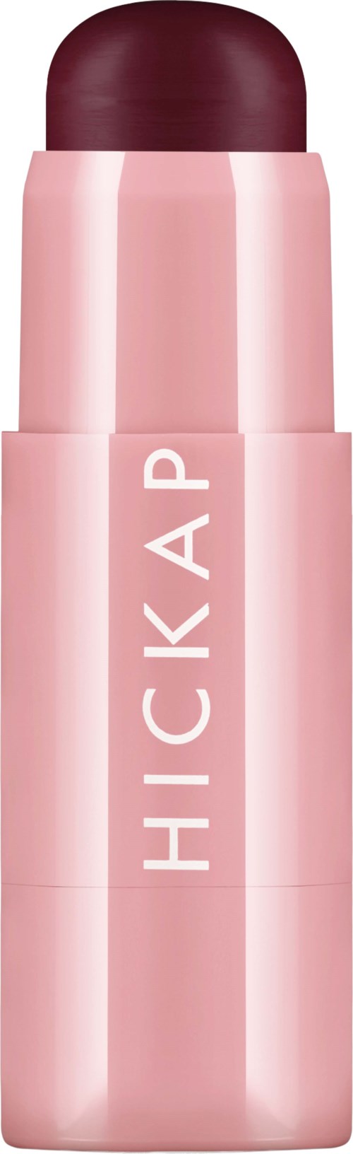 Ein rosa und dunkelrote Behälter mit dem Wort "HICKAP" geschrieben vertikal.