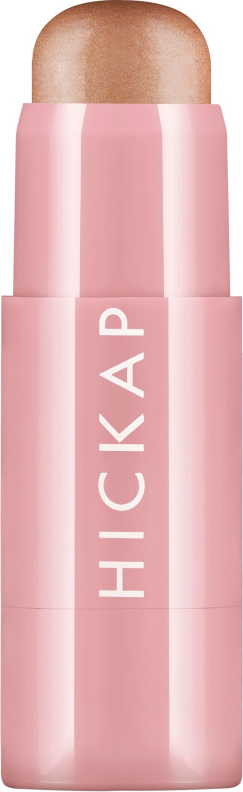 Rosa stift med ordet 'HICKA' tryckt vertikalt. Det ser ut som en kosmetik- eller hudvårdsprodukt.