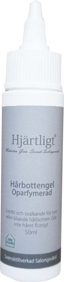 Een witte en grijze fles met puntige tuit, in Noors gelabeld voor haarverzorging bij jeuk en problemen op de hoofdhuid.