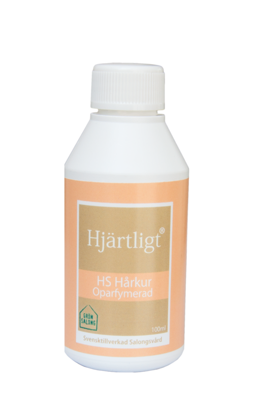 A white bottle with a peach-colored label containing medicine, with text in Swedish about heart health and allergy-free.