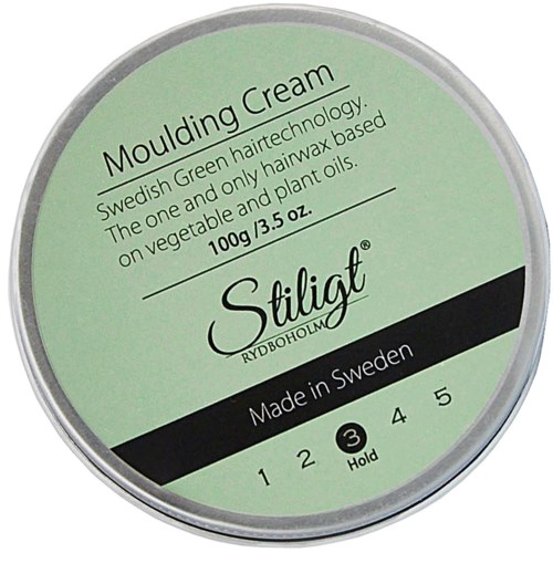Green lid label for Swedish hair cream with black and white text, includes product description and usage instructions.