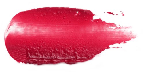 Ein roter Pinselstrich auf weißem Hintergrund. Es ist dick am Anfang und wird gegen Ende dünner.