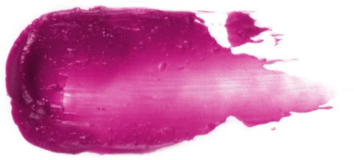 Rosa Lippenstiftfleck auf schwarzem Hintergrund. Fleck ist breit links und läuft schmaler nach rechts.