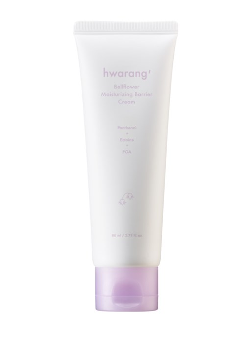Ein weißer Tuben mit lila Deckel, beschriftet 'hwarang' Baliowee Moisturizing Berry Cream, für Hautpflege.