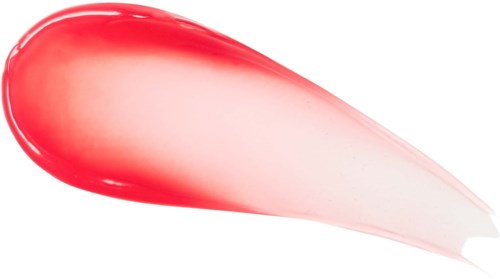 Ein Wirbel aus roter und weißer Farbe mit glänzender Oberfläche und glattem Farbverlauf.