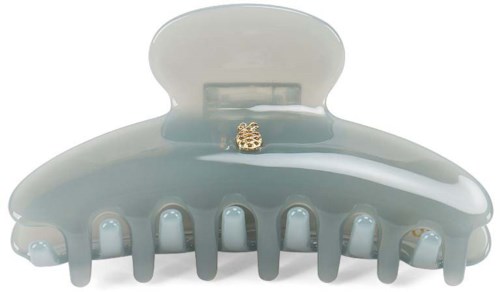 A plastic hair clip with a small gold decorative element on top.