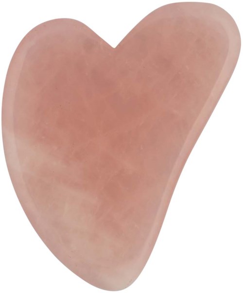 A smooth, pink, heart-shaped stone or object with rounded edges and a matte surface.