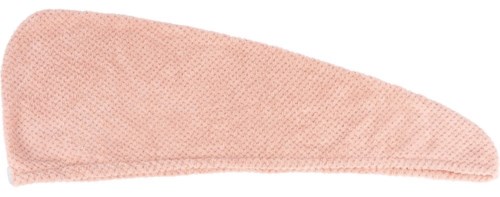 A pink sock lying flat, made of a soft, textured fabric.
