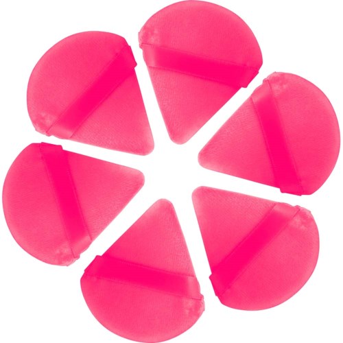 Sex rosa klämmor arrangerade i en cirkel med öppningarna utåt.