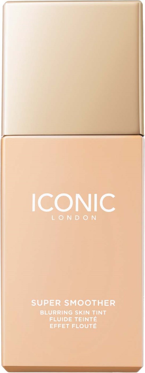 A small rectangular box with light pink and beige colors, labeled "ICONIC LONDON" and "SUPER SMOOTHER".