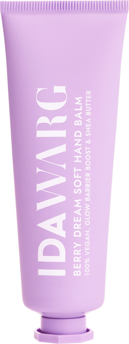 Lilavärinen IIDARIAH berry dream soft hand balm -putki, jossa valkoinen teksti ja kääntökapussi.