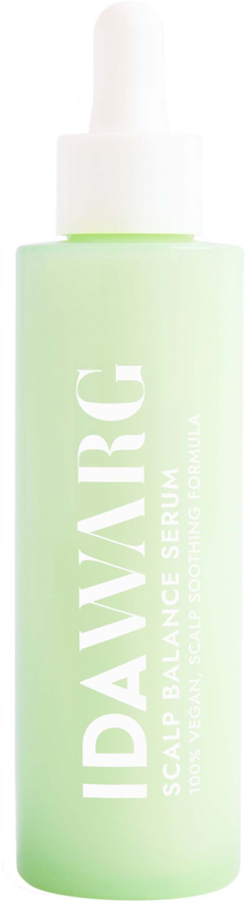Ljusgrön flaska med Idavirg Scalp Balance Serum med pipettlock.