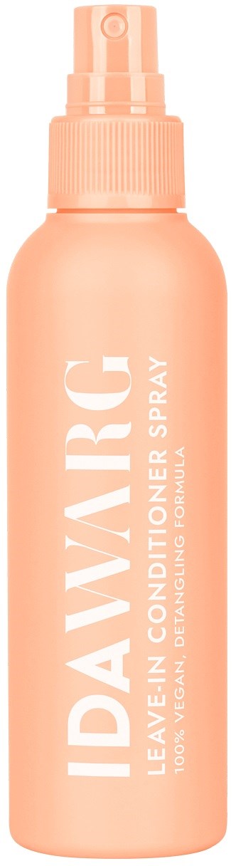 Rosa Sprühflasche mit der Aufschrift 'IDAVACY Leave-in Conditioner Spray' für die Haarpflege.