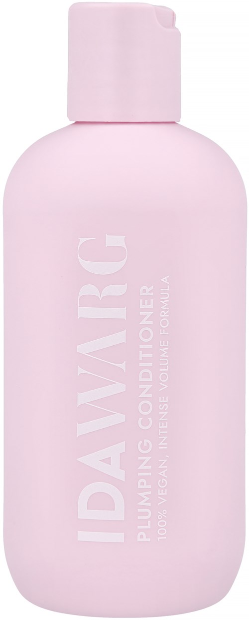 Eine rosa Flasche IDAVARIC aufpolsternde Spülung mit Flip-Deckel.