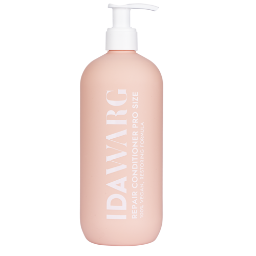 Pink bottle with a pump, labeled 'IDAVIRG REPAIR CONDITIONER PRO SIZE.'