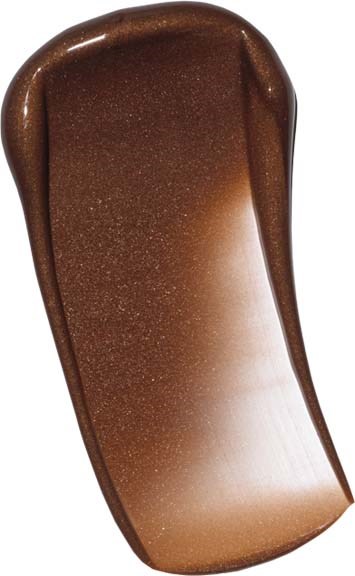 A large, curved piece of brown chocolate with a shiny surface and smooth texture.