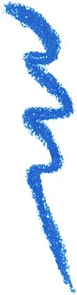 A blue, squiggly line that twists up and down in a wavy pattern.