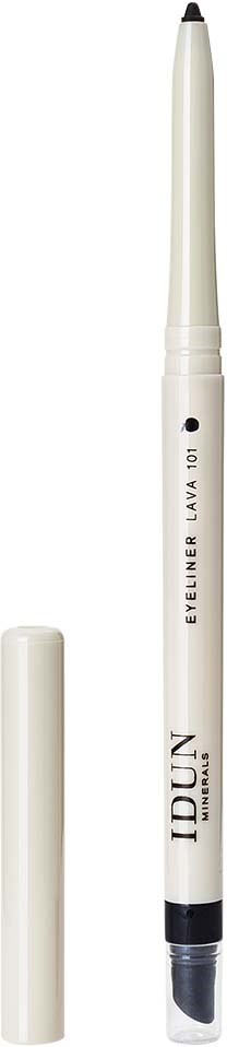 A white pen with a black tip and cap, labeled 'IDUN Eyeliner Lava 01'.