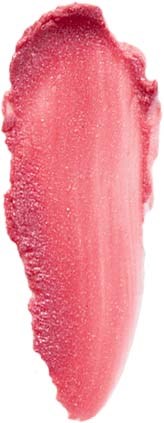A pink, irregularly shaped splash with textures and small dots, resembling wet paint or liquid.