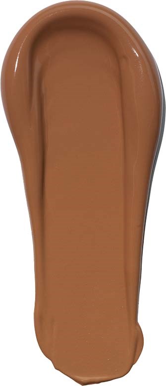 A single, elongated, brown makeup swatch with smooth, even texture and rounded edges.