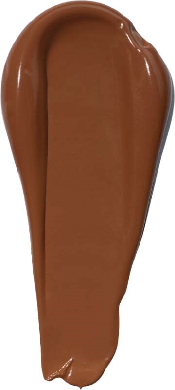 A dollop of chocolate spread on a white background, smooth and glossy.