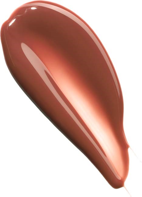 A red-brown liquid makeup smear on a white background.