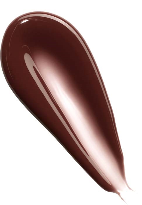 A drop of dark brown liquid, shiny and smooth, with a teardrop shape.