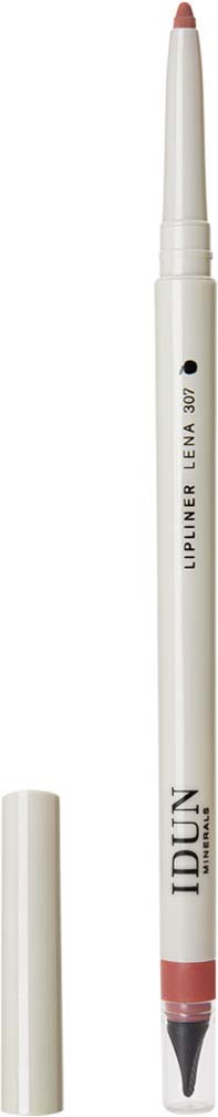 A white lip liner pencil with a pink tip and a black tip, labeled "IDUN Lip liner Lena 501."