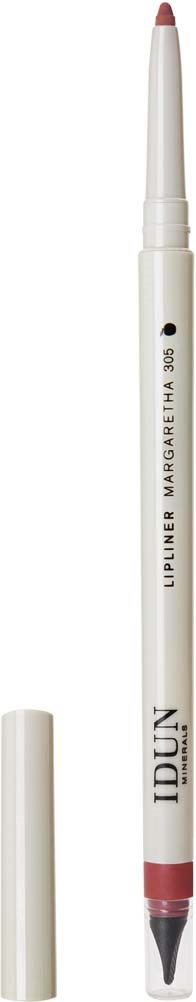 A white lip liner pen with a cap, marked with 'IDUN Lipliner Margaretha 309' and a pink tip.