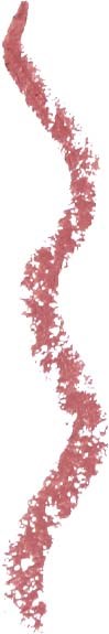 A vertical, wavy line made of small, pinkish particles on a white background.