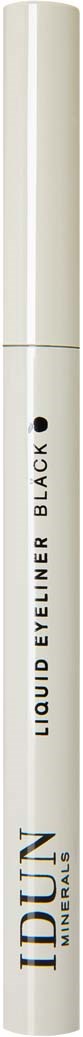 A white liquid eyeliner pen labeled 'IDUN' and 'Liquid Eyeliner Black' with a black dot on the cap.