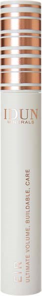 A tall, white cylindrical bottle with a rose gold cap, labeled 'ID.UN' and 'VOLUME, BUILDABLE, CARE' for hair.