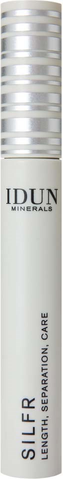A white cylindrical tube with a silver cap, labeled IDUN Minerals Silfer for hair care.