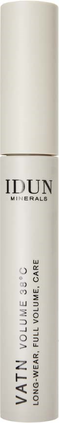 Ein weißer Stick mit schwarzem Text, gekennzeichnet Vatn Volume B+C, für langanhaltende, voluminöse Pflege. Logo sagt IDUN Minerals.