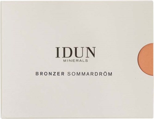 IDUN Minerals Bronzer-Verpackung mit Produktname und einer kleinen runden Farbmuster.