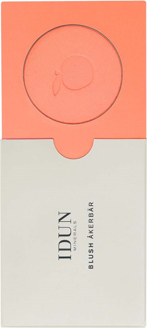A small box with a round makeup product on top, and the brand name "IDUN" with description below.