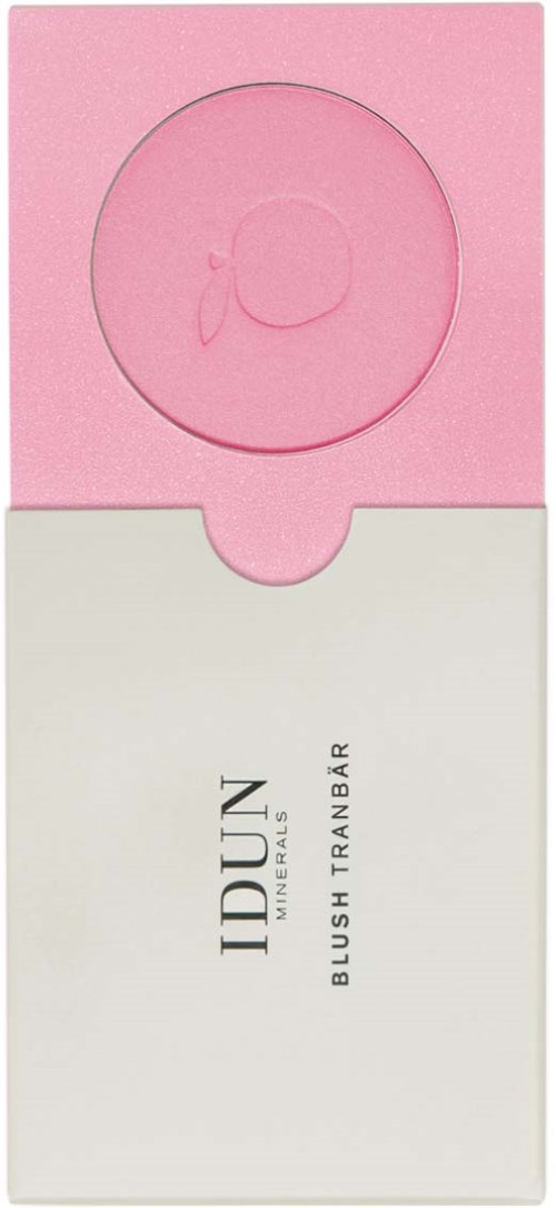 A pink and white box with a round lipstick inside, labeled 'IDUN The Natural Blush Transobar'.